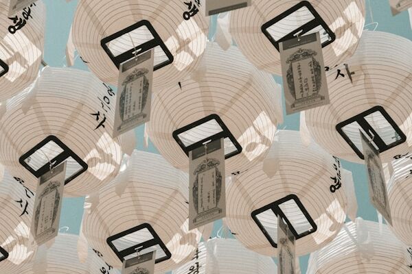 Lanternes suspendues en réseau